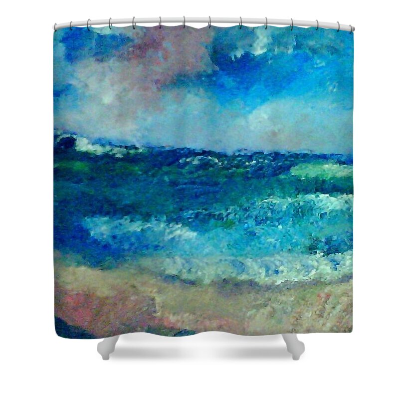 Water Shower Curtain featuring the painting Majestic Fury by Suzanne Berthier