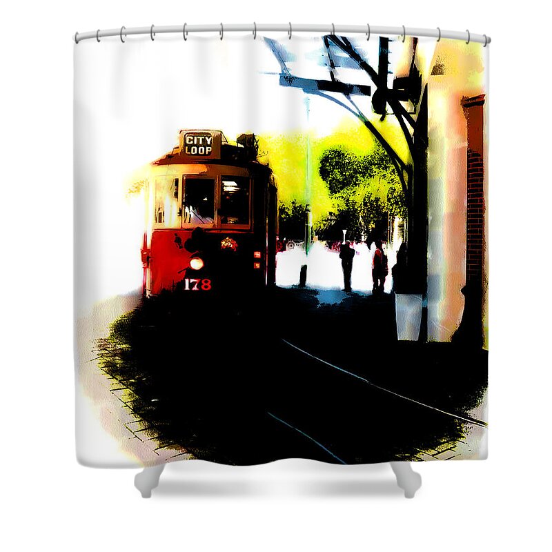 Abstract Shower Curtain featuring the photograph Make Way for the Tram by Steve Taylor