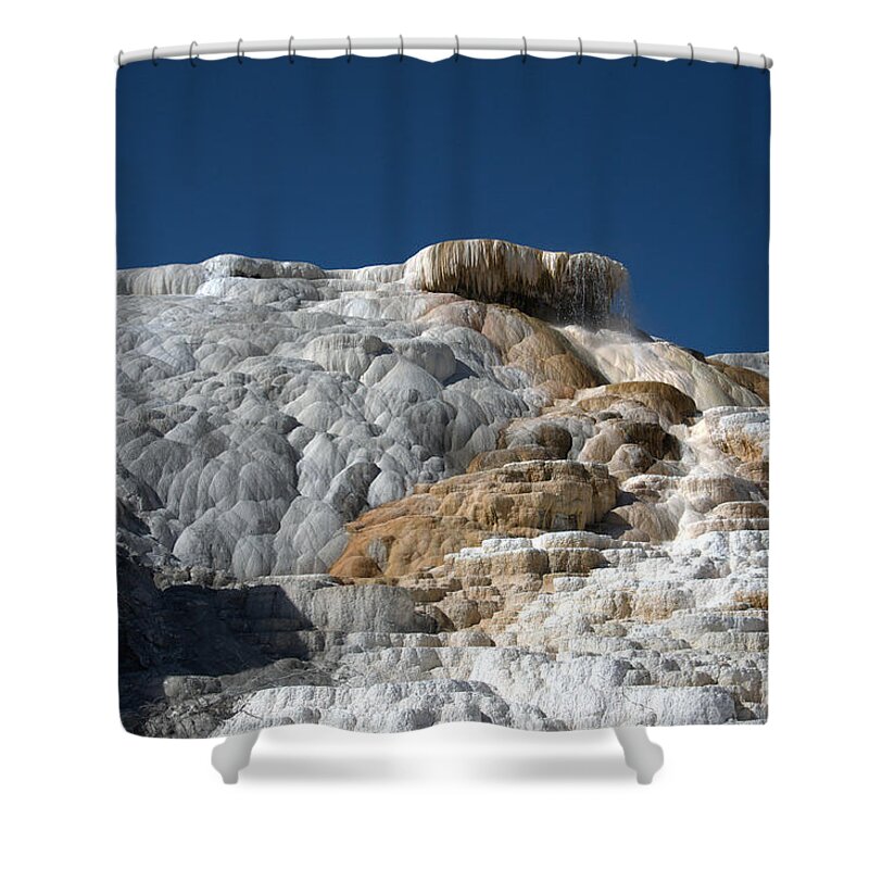 Blue Shower Curtain featuring the photograph Mammoth Hot Springs 2 by Frank Madia