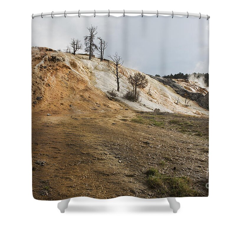 Yellowstone Shower Curtain featuring the photograph Mammoth Hot Springs by Belinda Greb