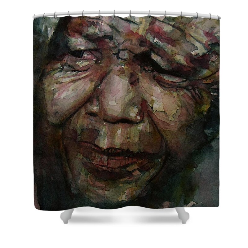 Mandela Shower Curtain featuring the painting Mandela  by Paul Lovering