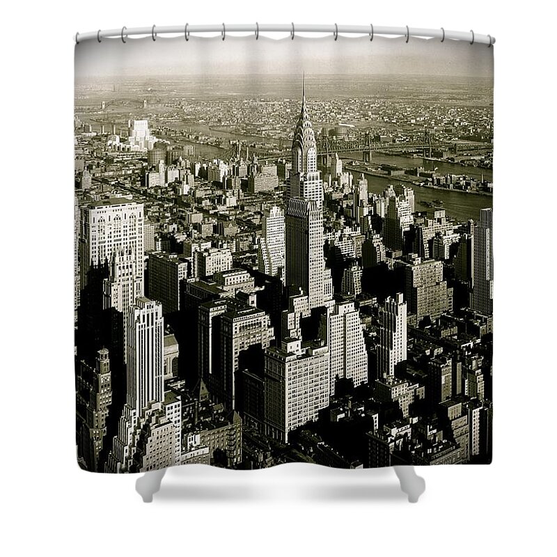 Manhattan Prints Shower Curtain featuring the photograph Manhattan and Chrysler Building II by Monique Wegmueller