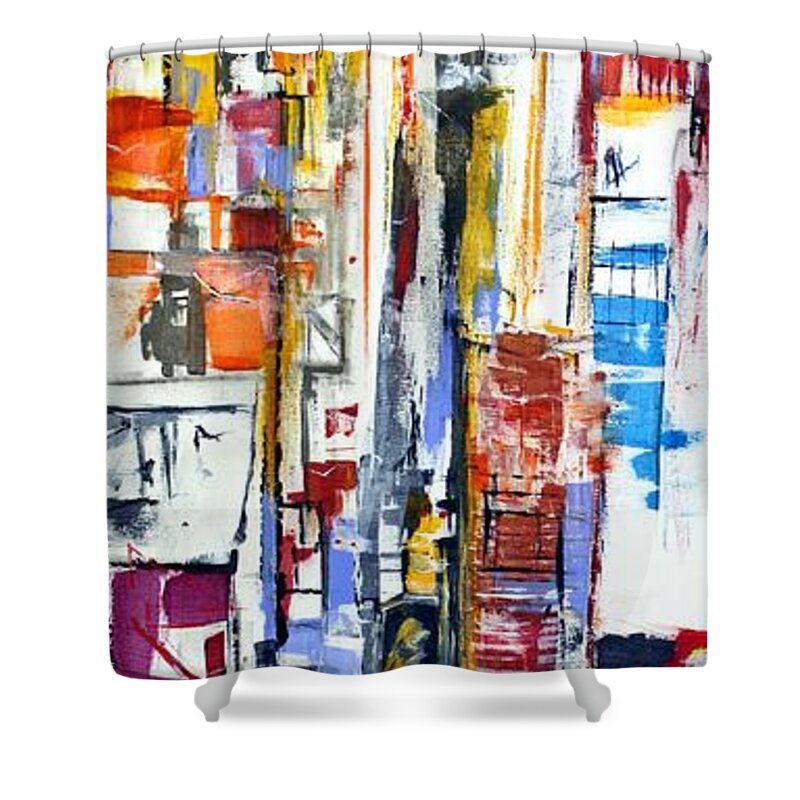 Art Shower Curtain featuring the painting Manhattan Morning by Jack Diamond