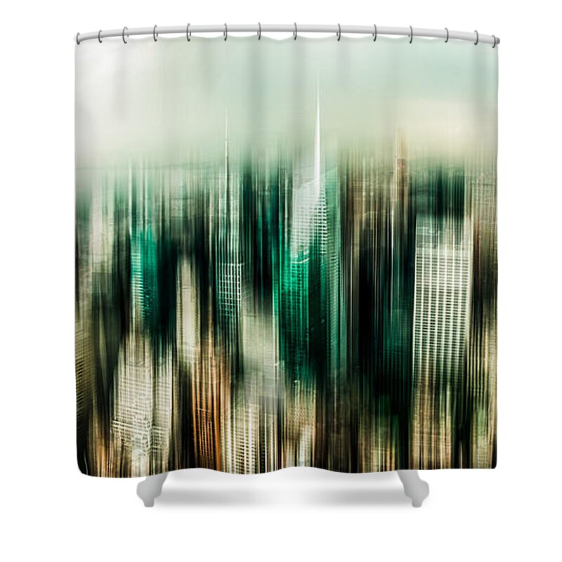 Nyc Shower Curtain featuring the photograph Manhattan Panorama Abstract by Hannes Cmarits