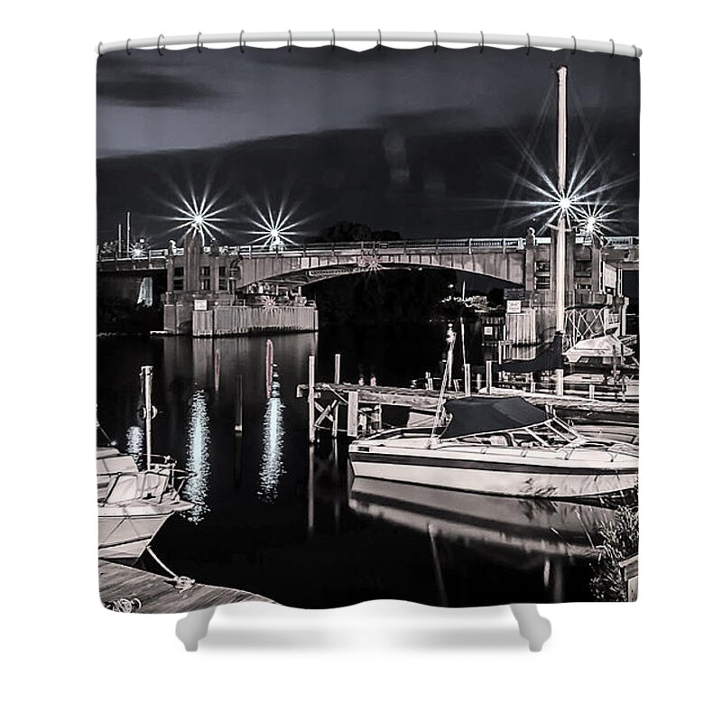 Manistee Michigan Shower Curtain featuring the photograph Manistee Bridge by Rick Bartrand