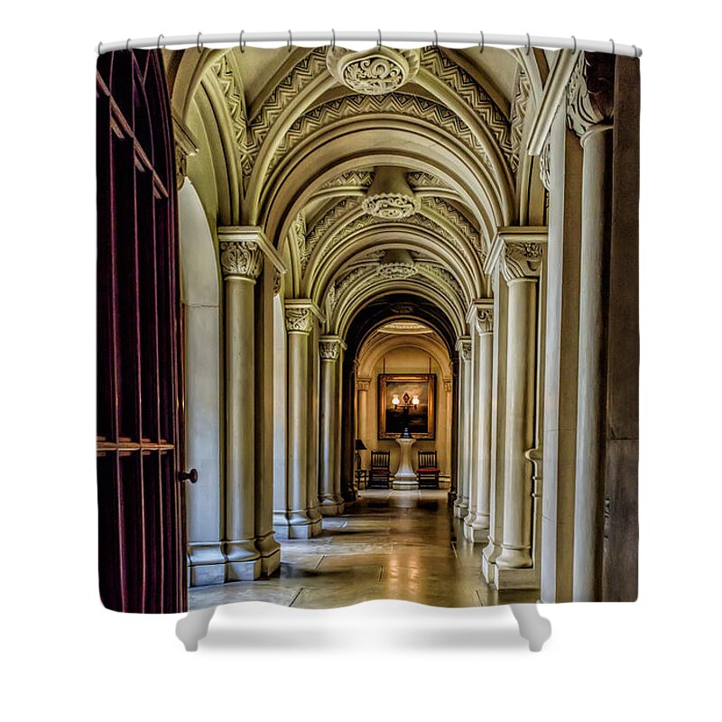 British Shower Curtain featuring the photograph Mansion Hallway by Adrian Evans