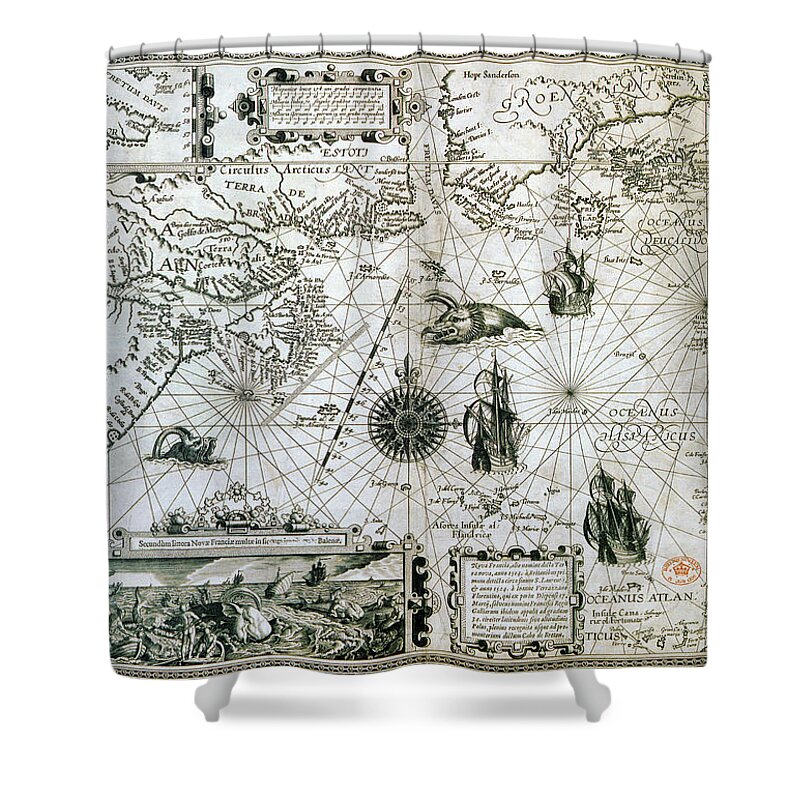 1594 Shower Curtain featuring the painting Map Canada, C1594 by Granger
