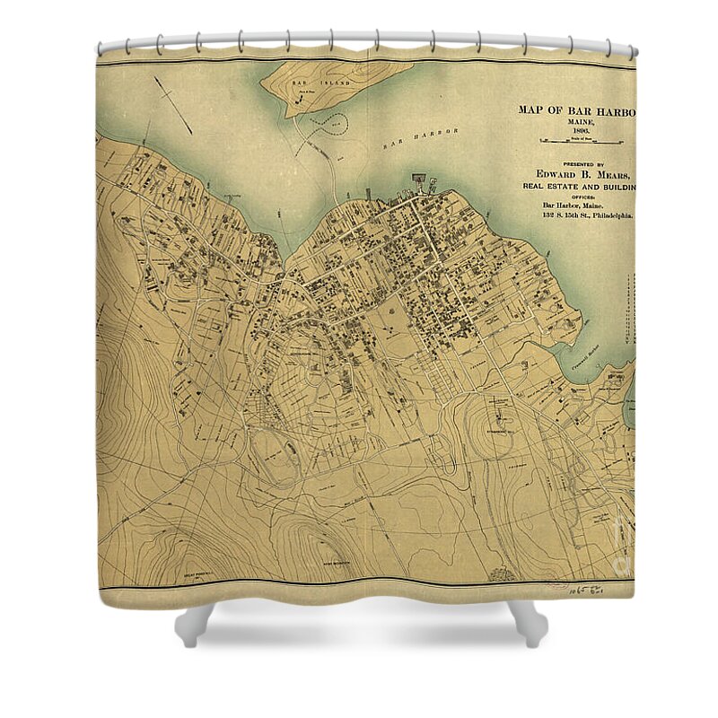 Vintage Shower Curtain featuring the photograph Map of Bar Harbor Maine 1896 by Edward Fielding