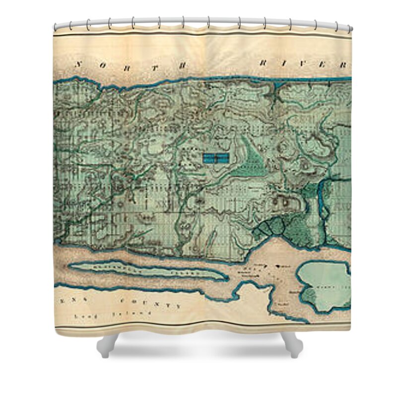 Map Shower Curtain featuring the painting Map of Manhattan by Egbert Viele