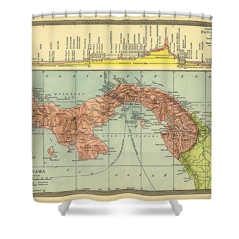 History Shower Curtain featuring the photograph Map Of Panama Showing Canal, 1904 by Science Source