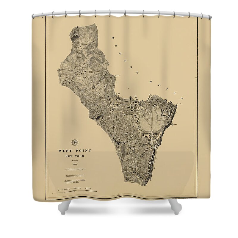 West Point Shower Curtain featuring the photograph Map of West Point 1883 by Andrew Fare
