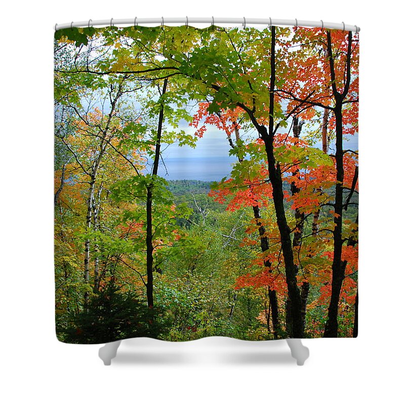 Landscape Shower Curtain featuring the photograph Maples Against Lake Superior - Tettegouche State Park by Cascade Colors