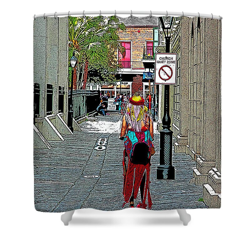 Mardi Gras Photos Shower Curtain featuring the photograph Mardi Gras in French Quarter by Luana K Perez