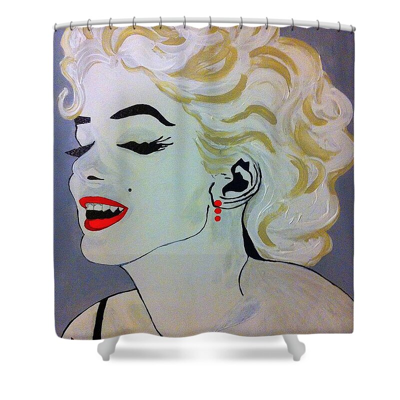 Marilyn Monroe Shower Curtain featuring the painting Marilyn Monroe Beautiful by Saundra Myles