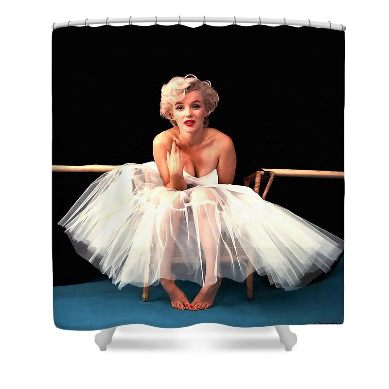 Marilyn Monroe Shower Curtain featuring the digital art Marilyn Monroe Portrait by Gabriel T Toro