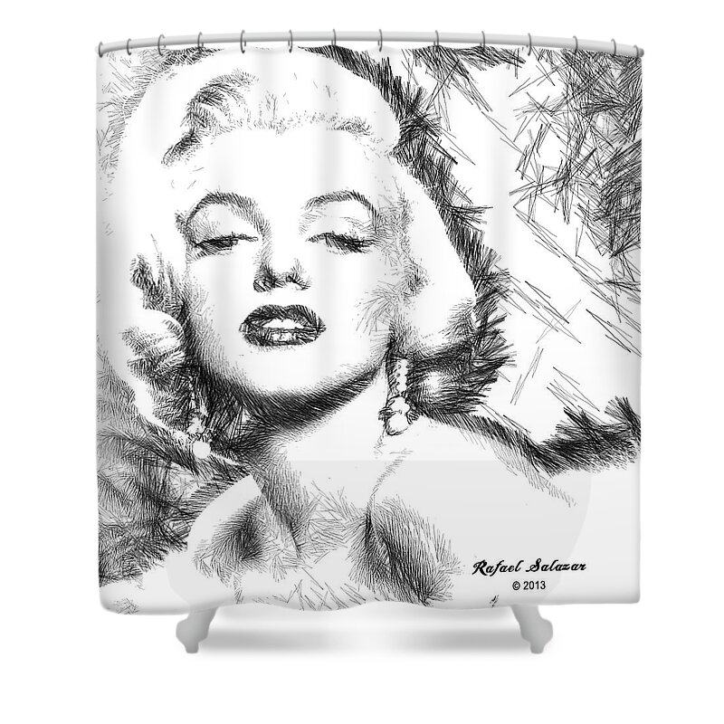 Marilyn Monroe Shower Curtain featuring the digital art Marilyn Monroe - The One and Only by Rafael Salazar