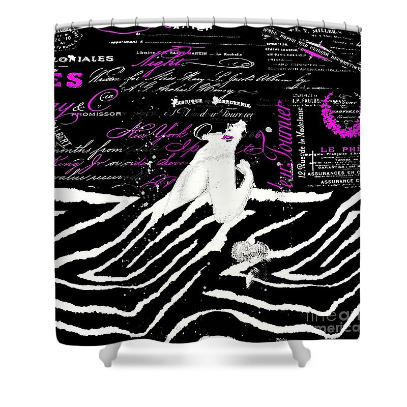 Seduced By Love In Paris Shower Curtain featuring the painting Marilyn Seduced by Love in Paris by Saundra Myles