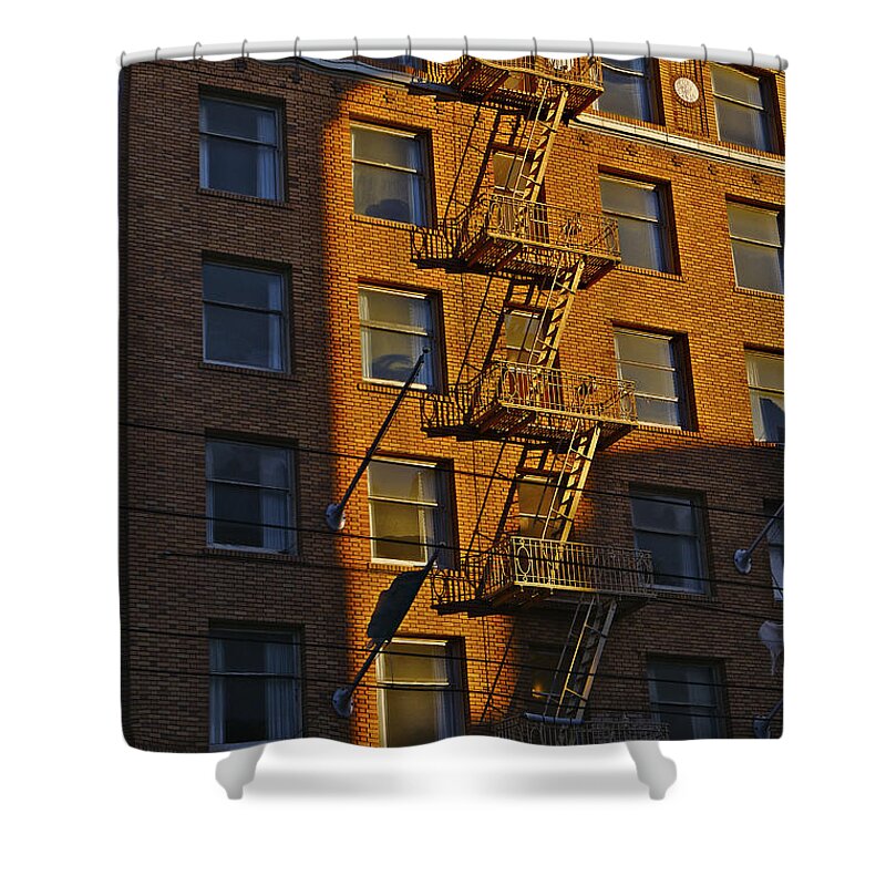 Building Shower Curtain featuring the photograph Market Street Area Building 4 by SC Heffner