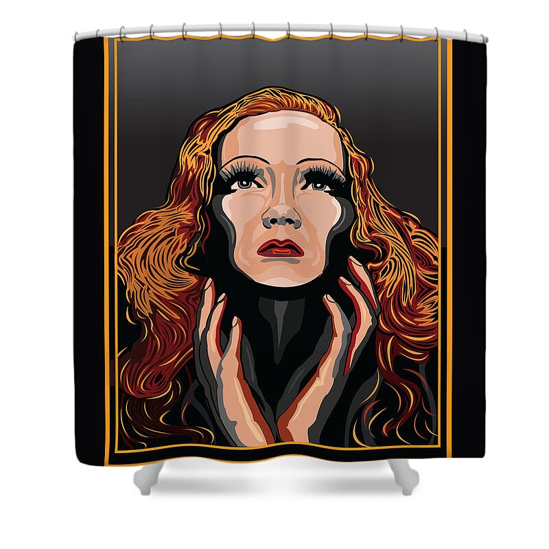  Marlene Dietrich Shower Curtain featuring the digital art Marlene Dietrich Hollywood The Golden Age by Larry Butterworth