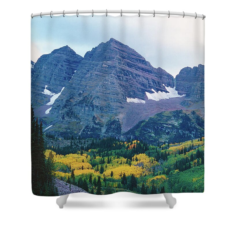 Scenics Shower Curtain featuring the photograph Maroon Bells In Fall by Adventure photo