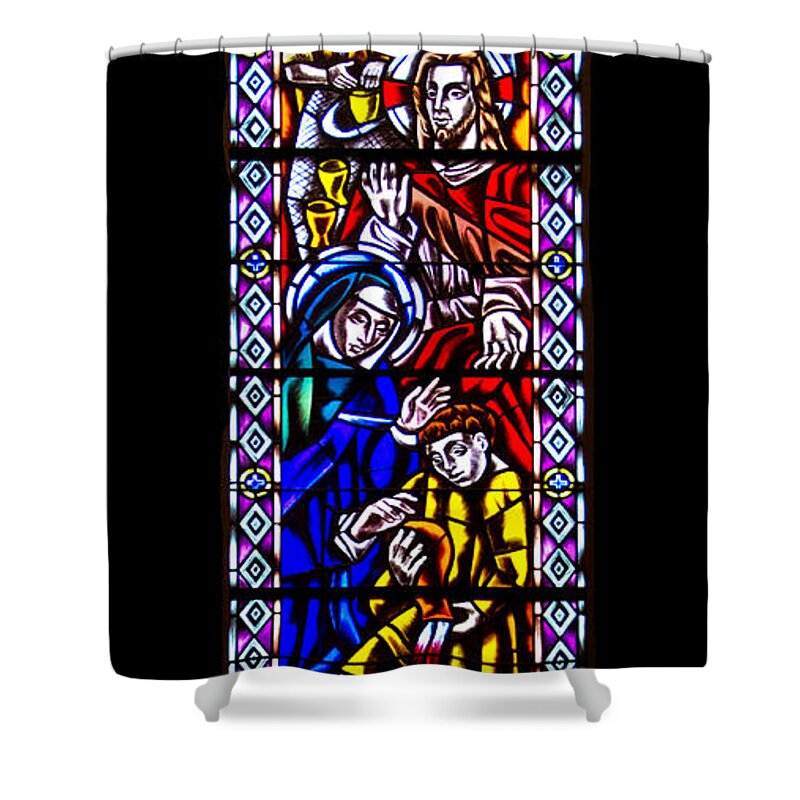 Marriage In Cana Stained Glass Shower Curtain featuring the photograph Marriage in Cana Stained Glass by Jemmy Archer
