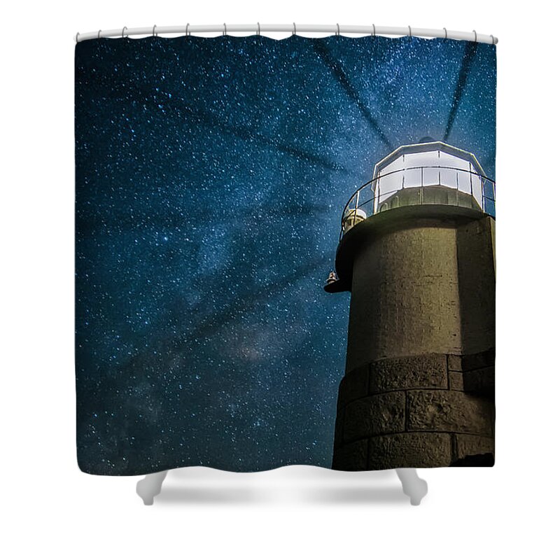 Marshall Point Lighthouse Shower Curtain featuring the photograph Marshall Point and the Milky Way by Scott Thorp