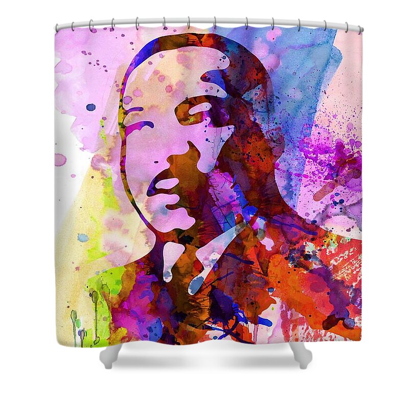 Martin Luther King Jr Shower Curtain featuring the painting Martin Luther King Jr Watercolor by Naxart Studio
