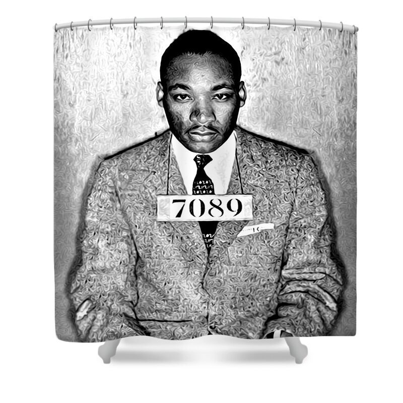 Martin Luther King Mugshot Shower Curtain featuring the photograph Martin Luther King Mugshot by Digital Reproductions