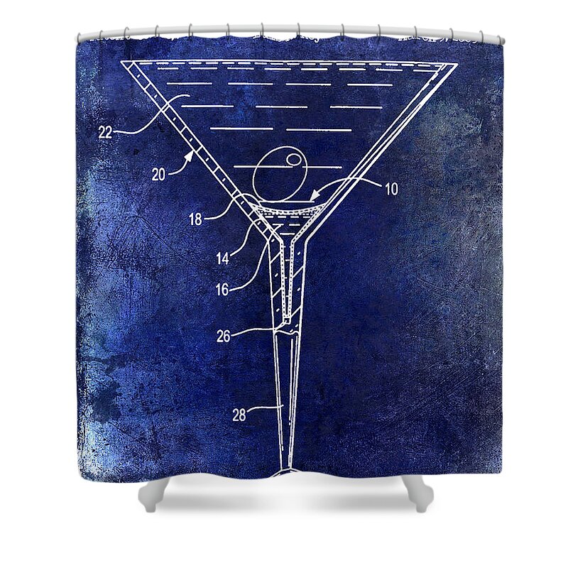 Cocktail Shaker Patent Shower Curtain featuring the photograph Martini Glass Patent Drawing Blue by Jon Neidert
