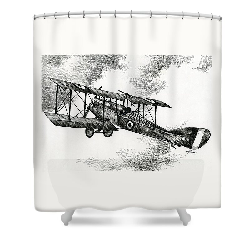 Airplane Drawing Shower Curtain featuring the drawing Martinsyde G 100 by James Williamson