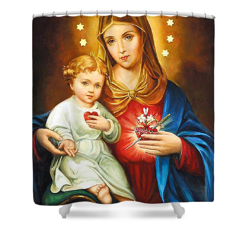 Mary Shower Curtain featuring the photograph Mary Immaculate Heart by Munir Alawi