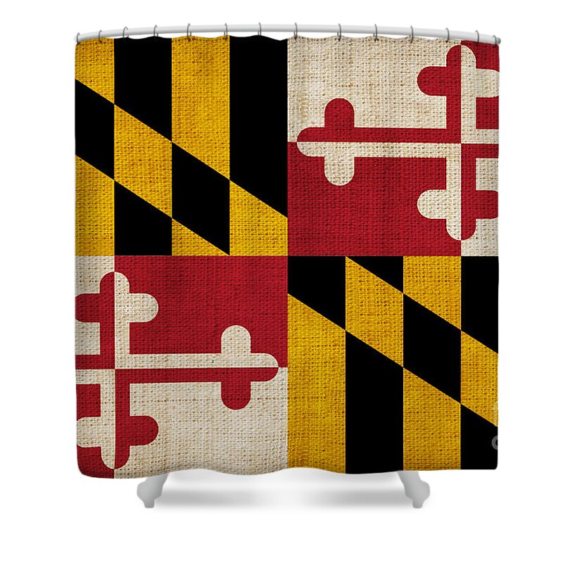 Maryland Shower Curtain featuring the painting Maryland state flag by Pixel Chimp