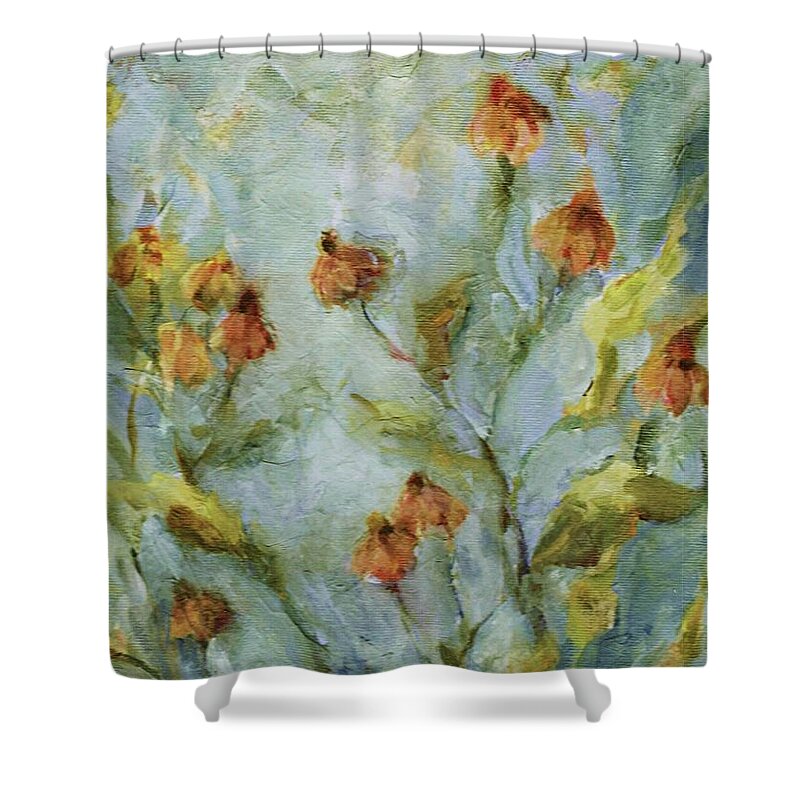 Floral Shower Curtain featuring the painting Mary's Garden by Mary Wolf