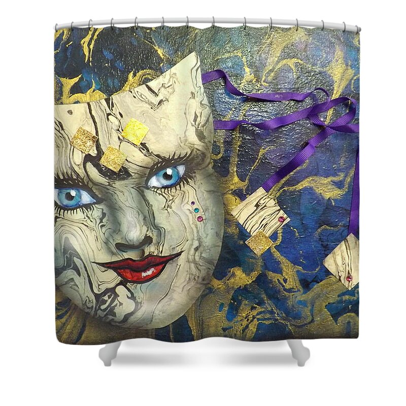 Masquerade Blues Shower Curtain featuring the painting Masquerade Blues by Darren Robinson