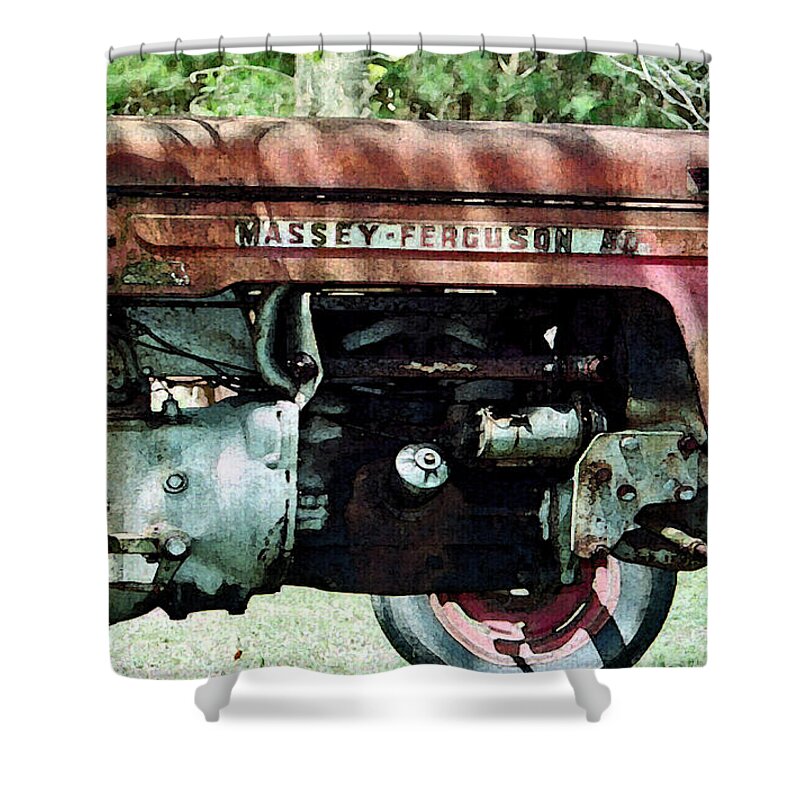 Massey-ferguson Tractor Shower Curtain featuring the photograph Massey-Ferguson by Patricia Greer