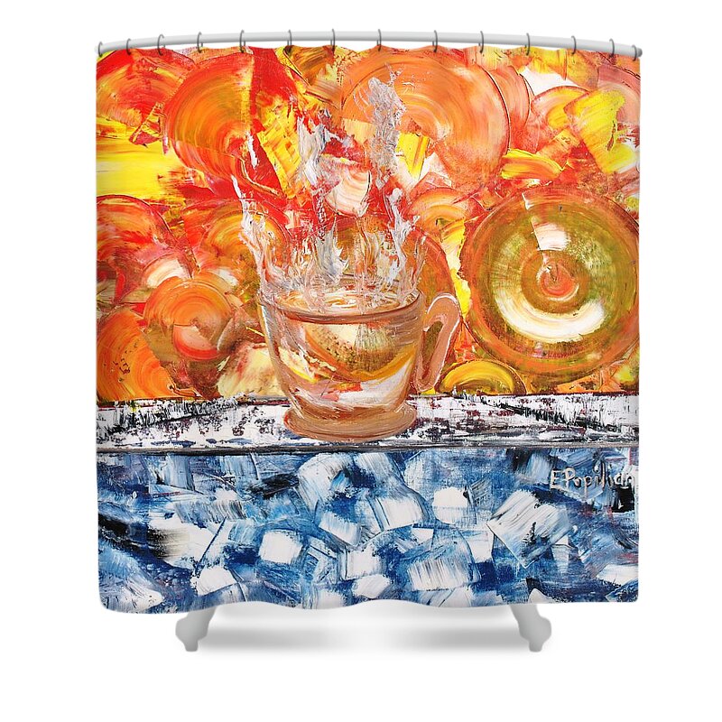 Abstract Shower Curtain featuring the painting Matinal by Evelina Popilian