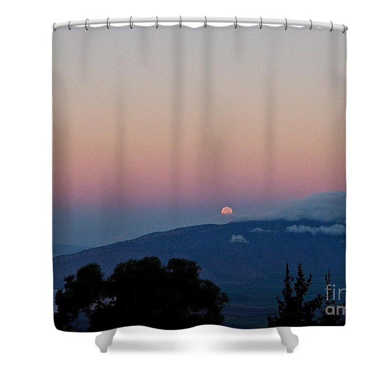 Maui Shower Curtain featuring the photograph Maui Moon Setting by Cheryl Cutler