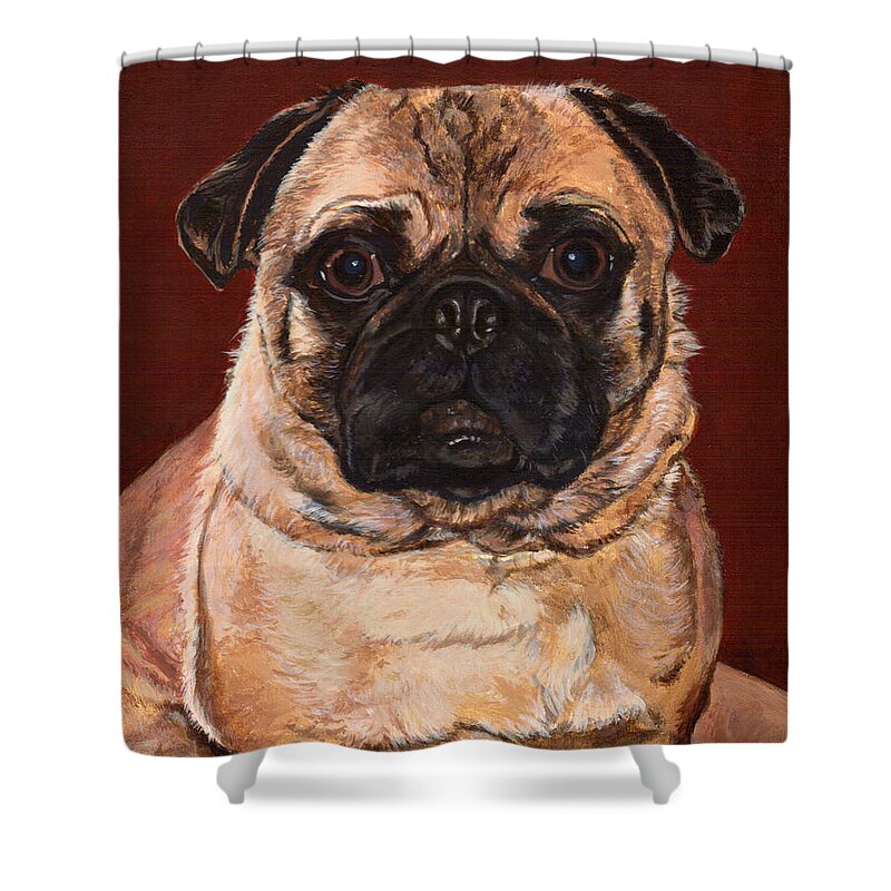 Dog Shower Curtain featuring the painting Maxx by Daniel Carvalho