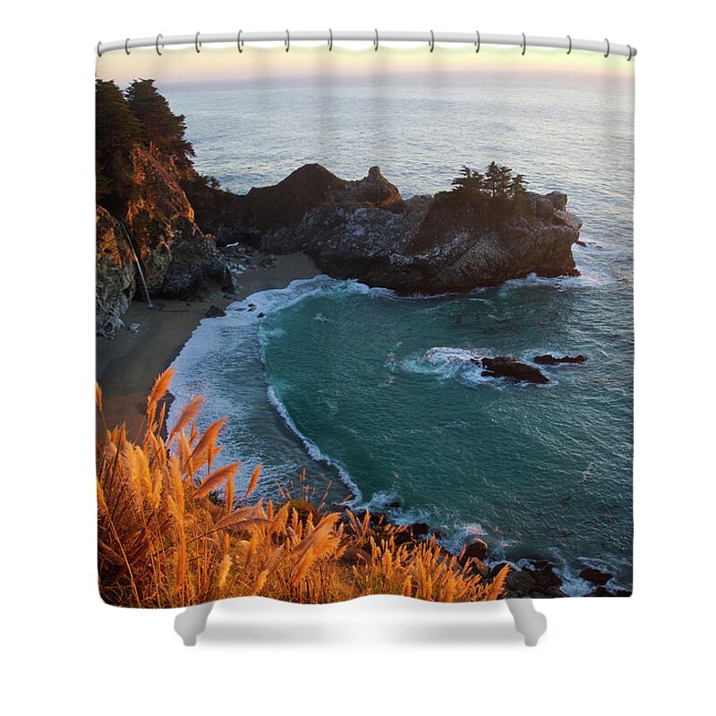 Scenics Shower Curtain featuring the photograph Mcway Falls At Big Sur, California, Usa by Mark Miller Photos