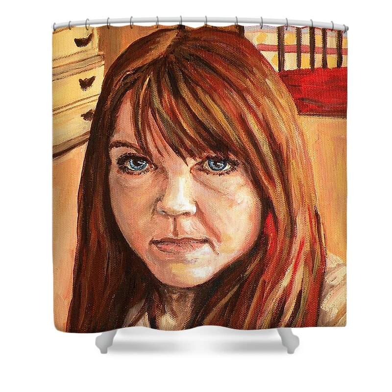 Portrait Shower Curtain featuring the painting Me Myself And Eileen by Eileen Patten Oliver