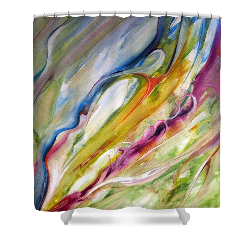 Abstract Organic Expressionism Shower Curtain featuring the painting Meander by Jan VonBokel