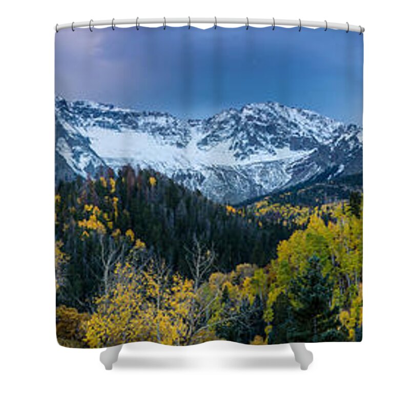 Fall Shower Curtain featuring the photograph Mears Peak and Sneffels Range in Fall - Colorado by Gary Whitton