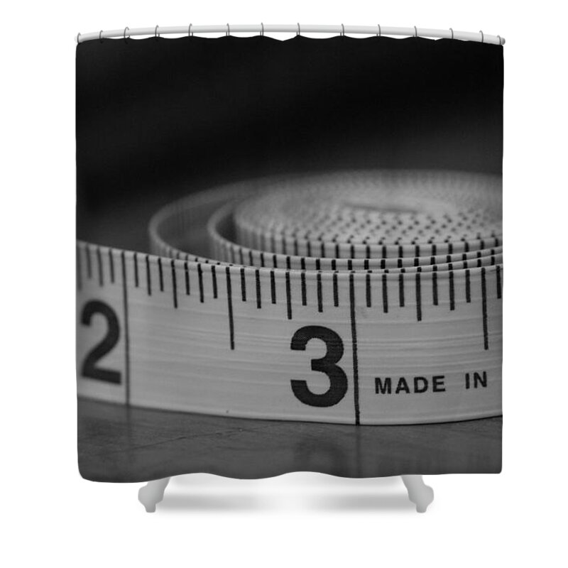 Tape Measure Shower Curtain featuring the photograph Measuring Up by Holden The Moment