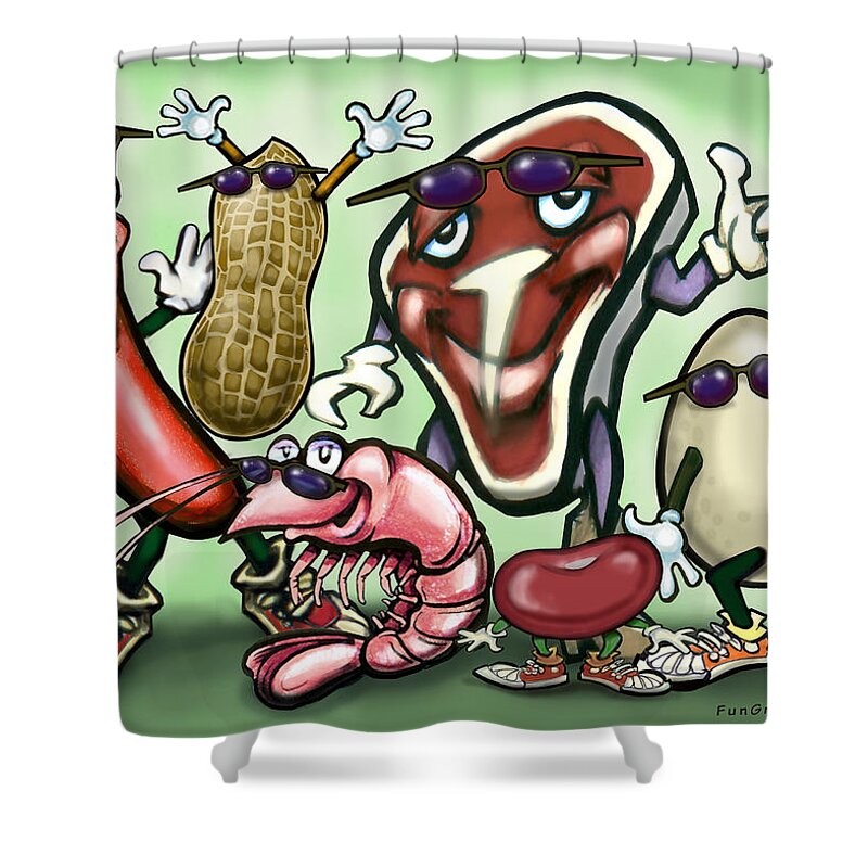 Meat Shower Curtain featuring the painting Meats Protein Food Group by Kevin Middleton