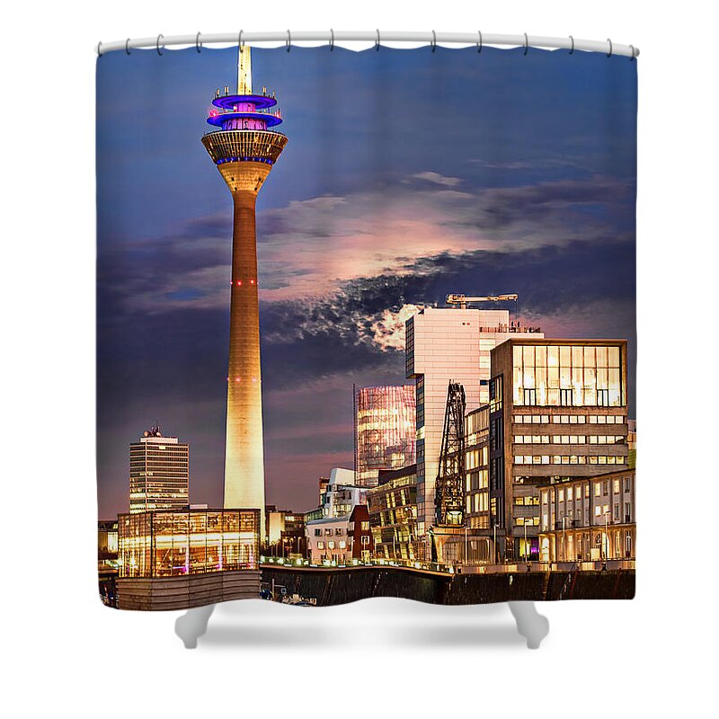 Skyline Shower Curtain featuring the photograph Medienhafen Dusseldorf by Daniel Heine