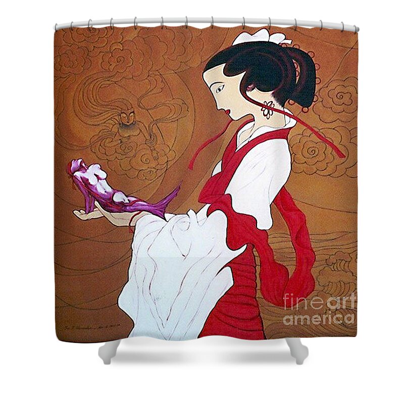 Surrealism Shower Curtain featuring the painting Meditation by Fei A