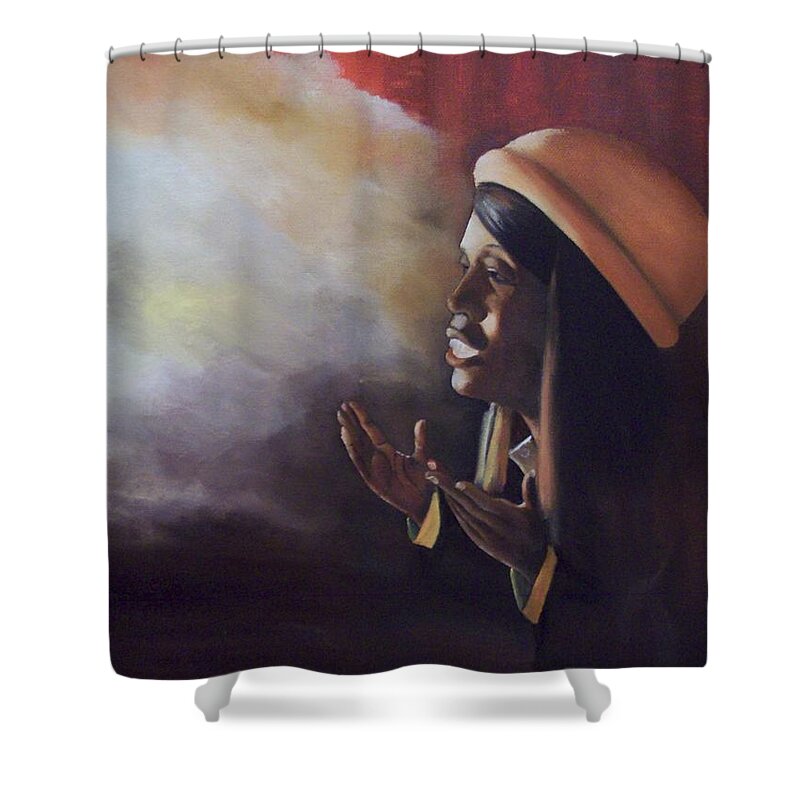 Face Shower Curtain featuring the painting Meditation by Kenneth Harris