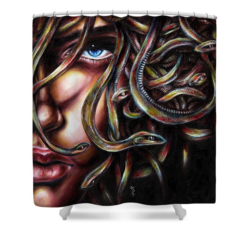 Medusa Shower Curtain featuring the painting Medusa No. two by Hiroko Sakai
