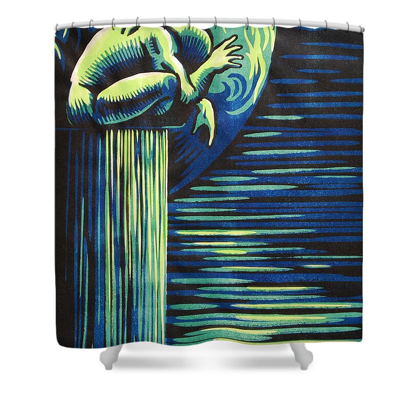 Man Shower Curtain featuring the painting Melancholy by Glenn Pollard
