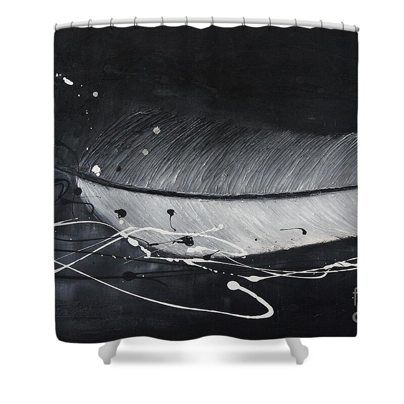 Feather Painting Shower Curtain featuring the painting Memories by Preethi Mathialagan